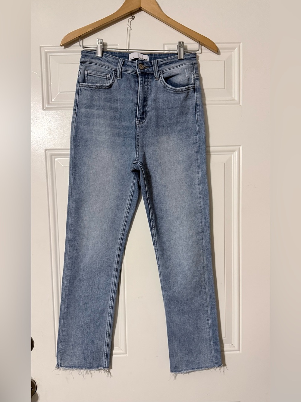 High-Rise Straight Jeans in Light Wash Blue